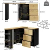 Table de Bar Extensible - Buffet Pivotant avec Tiroirs et Étagères, MDF - Noir, 138-204x39x104 cm