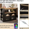 Table de Bar Extensible - Table Haute avec Rangements et LED, Table Pivotante Moderne pour Salle à Manger, 138-193x39x105 cm, Noir