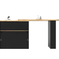 Table de Bar Extensible - Table Haute avec Rangements et LED, Table Pivotante Moderne pour Salle à Manger, 138-193x39x105 cm, Noir