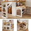 Table de Bar Extensible - Table Haute Pivotante Moderne avec Rangements et LED, pour Salle à Manger, 138-193x39x105 cm, Blanc