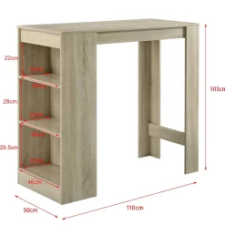 Table de Bar Kouvola 110 x 50 x 103 cm Effet Chêne en.casa