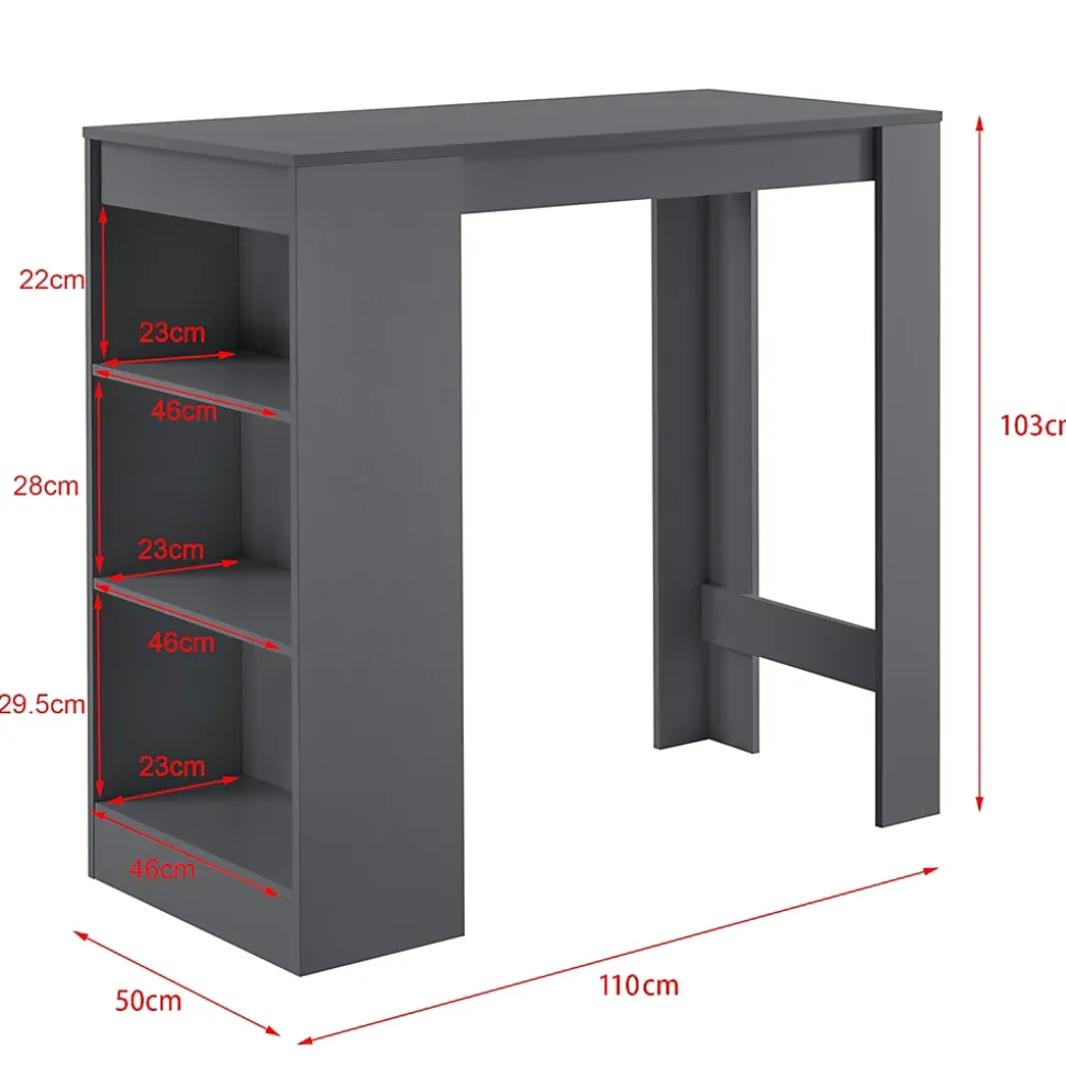 Table de Bar Kouvola 110 x 50 x 103 cm Gris foncé en.casa