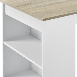 Table de Bar Kouvola 110 x 50 x 103 cm Blanc Effet Chêne en.casa