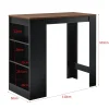 Table de Bar Kouvola 110 x 50 x 103 cm Noir Effet Noyer en.casa