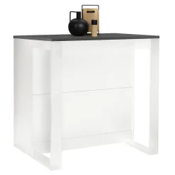 Table de bar îlot JUNO bois blanc et plateau gris