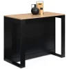 Table de bar îlot JUNO bois noir et plateau façon hêtre