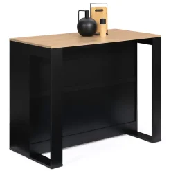 Table de bar îlot JUNO bois noir et plateau façon hêtre