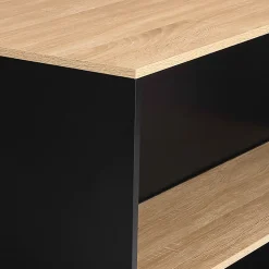 Table de bar îlot JUNO bois noir et plateau façon hêtre