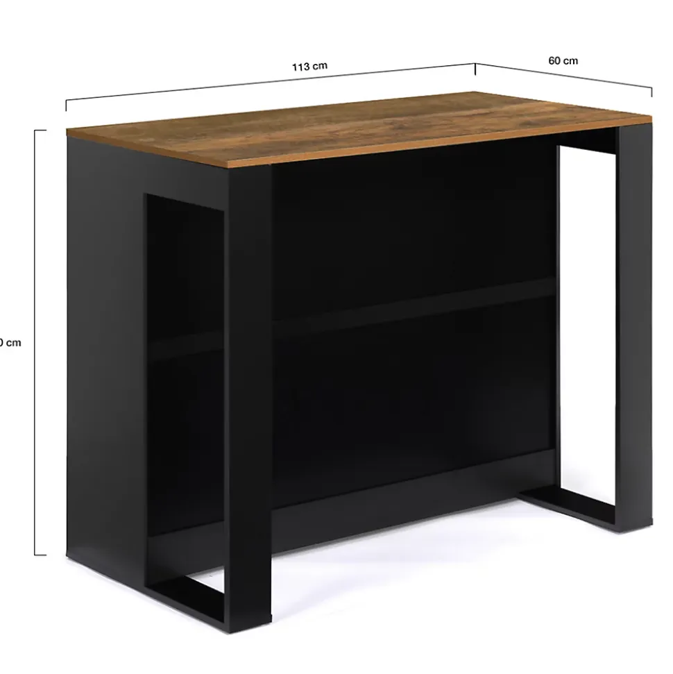 Table de bar îlot JUNO bois noir et plateau foncé HAWKINS