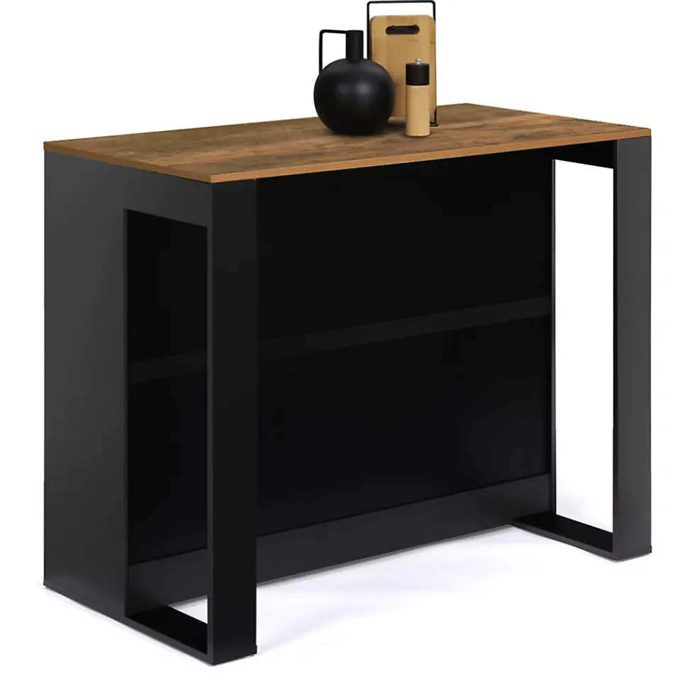 Table de bar îlot JUNO bois noir et plateau foncé HAWKINS