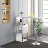Table de Bar Métal + Bois Blanc Rangement Etageres Espace Vin Cuisine