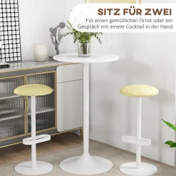 Table de bar ronde 60 cm réglable en hauteur - Blanc