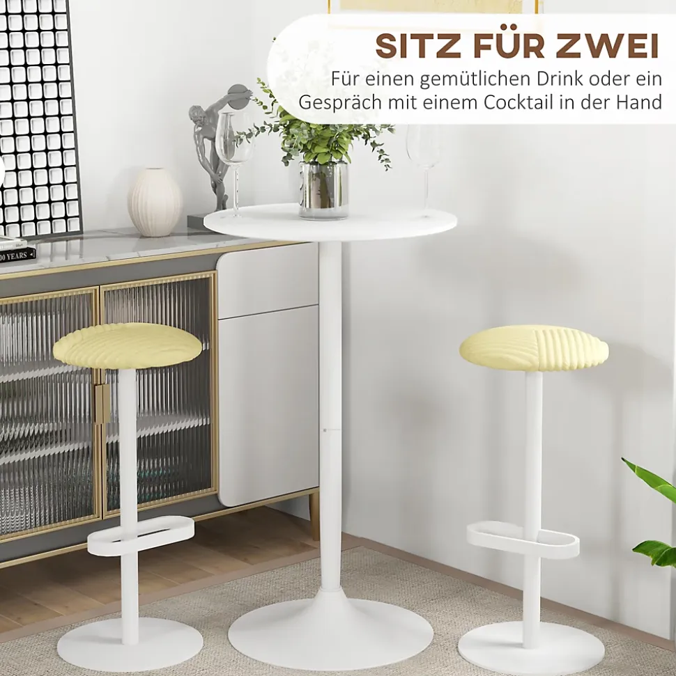 Table de bar ronde 60 cm réglable en hauteur - Blanc
