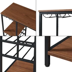 Table de bar Stjoordal 120 x 40 x 105 cm noir effet noyer en.casa