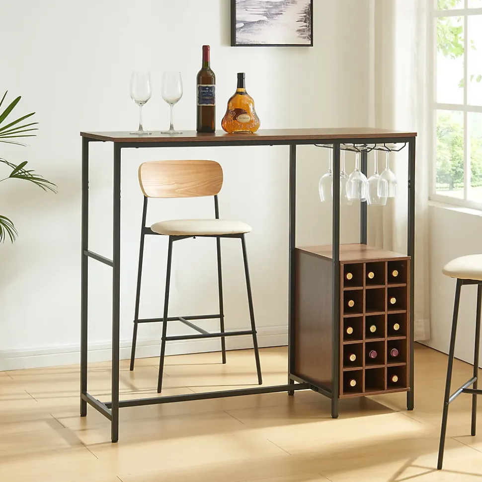 Table de bar Troondelag 120 x 40 x 105 cm noir effet noyer en.casa
