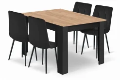 Table de bricolage VALORA NP 120x80 avec ensemble de 4 chaises noires TYRA
