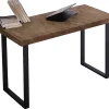 Table de bureau en bois coloris chêne américain / pieds noir - Longueur 120 x profondeur 60 x hauteur 73 cm