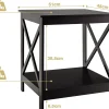Table de Chevet à 2 Niveaux 48x45x48CM,Charge 20KG Style Moderne avec Conception en X,pour Chambre/Salon,Café