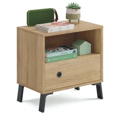 Table de chevet / Table de nuit coloris chêne doré - Hauteur 52 x Longueur 50 x Profondeur 35 cm