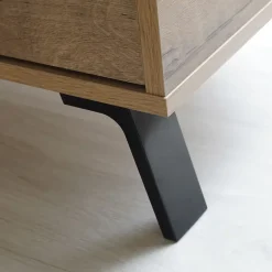 Table de chevet coloris chêne doré / imitation marbre - Hauteur 52 x Longueur 50 x Profondeur 35 cm