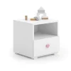 Table de chevet Emi blanc, poignée rose