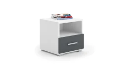 Table de chevet Emi blanc gris