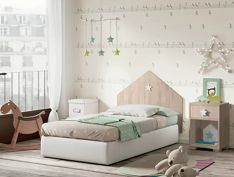 Table de chevet enfant / Table de nuit coloris effet bois - Hauteur 56 x Longueur 40 x Profondeur 33 cm