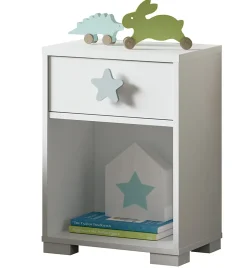 Table de chevet enfant / Table de nuit coloris blanc - Hauteur 56 x Longueur 40 x Profondeur 33 cm