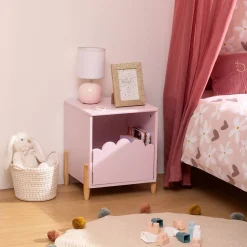 Table de chevet enfant Douceur rose 35,5x40cm - Atmosphera