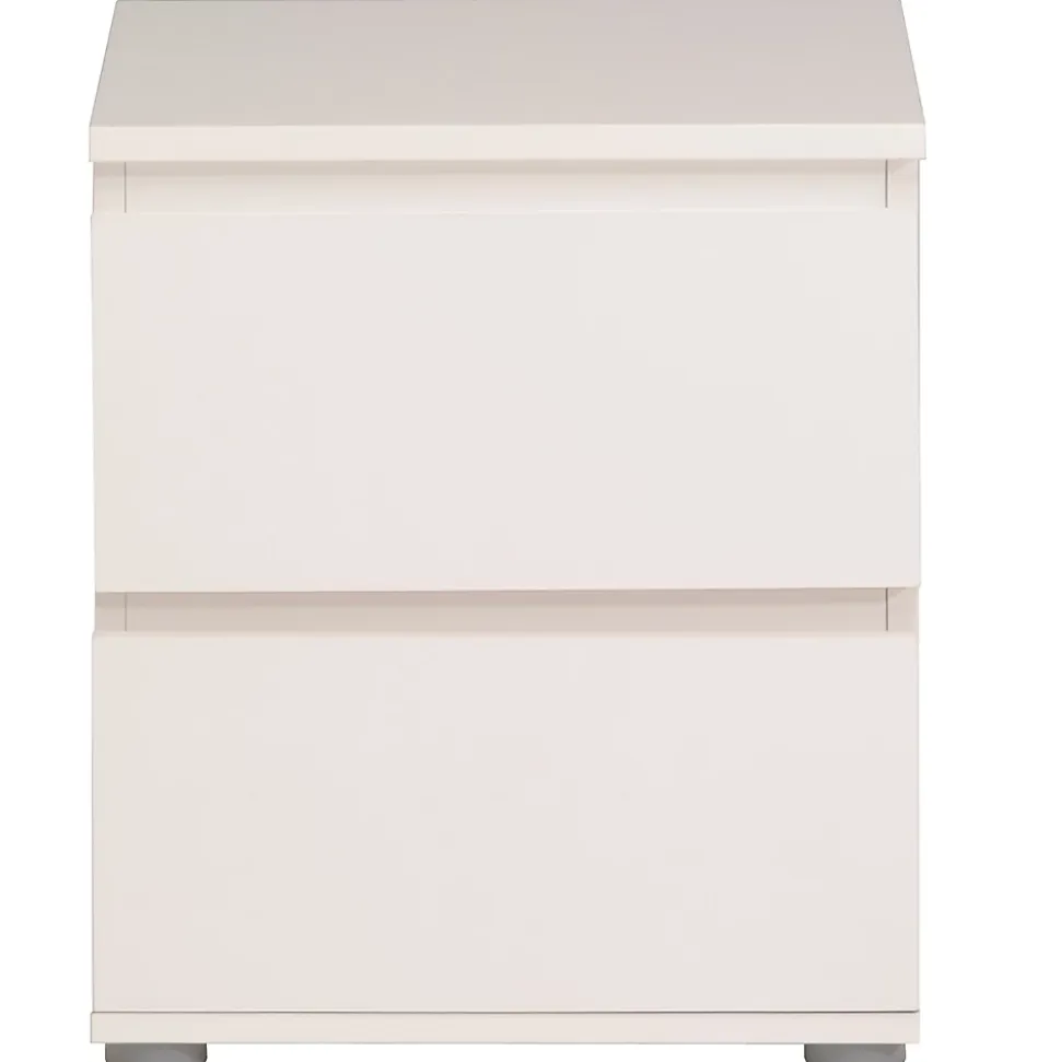 Table de chevet sur pieds 2 tiroirs blanc l. 39,8 x H. 47,6 x P. 32,8 cm Neo