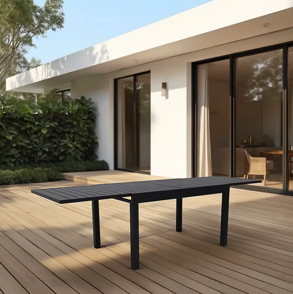 Table de jardin extensible aluminium gris anthracite L.135/270 x l.90 x H.75 cm