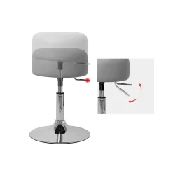 Table de maquillage d'angle coiffeuse avec miroir et LED + tabouret gris clair