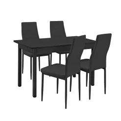 Table de salle à manger avec 4 chaises noir en.casa