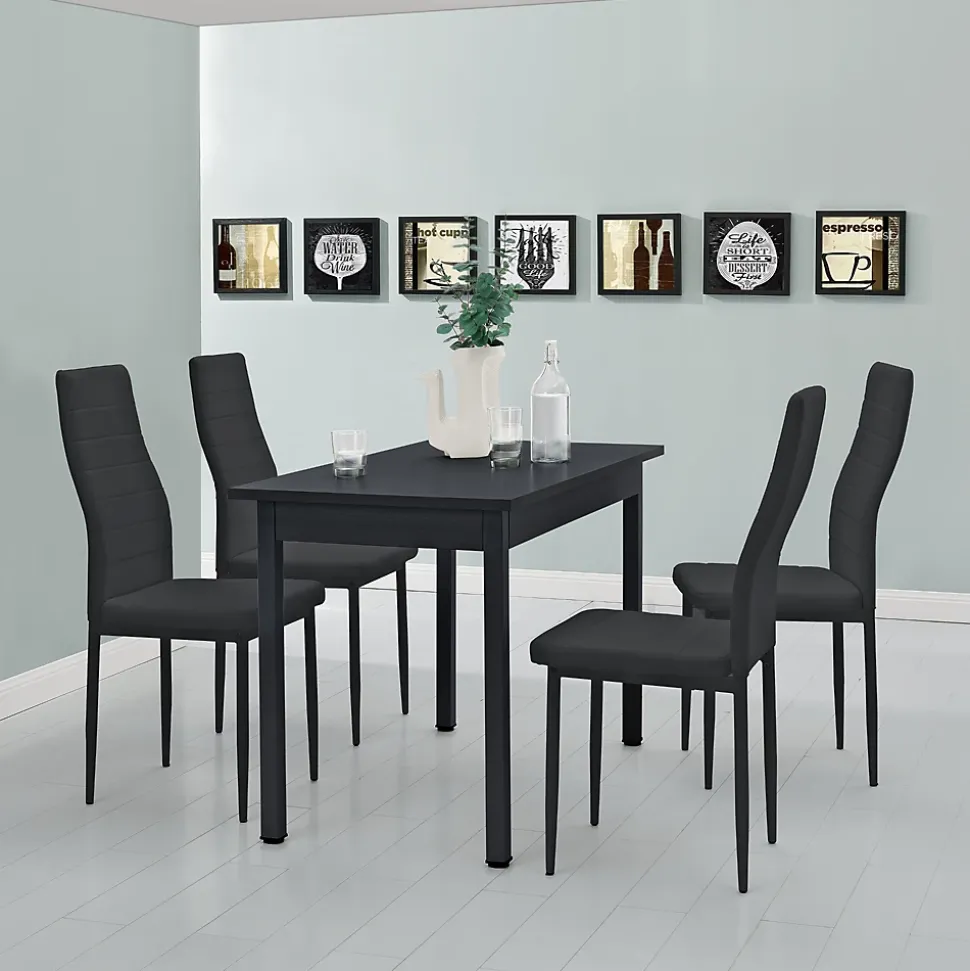 Table de salle à manger avec 4 chaises noir en.casa