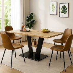 Table de salle à manger extensible effet bois 118-157cm