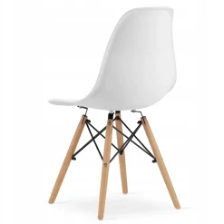 Table de salle à manger ronde blanche Valora KOVA 60 avec pieds en hêtre + 2 chaises OSAKA