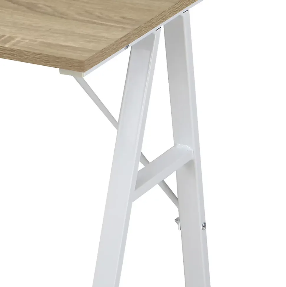 Table d'ordinateur Bureau de jeu Gaming Moderne en Acier Bois beige