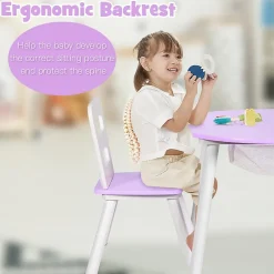 Table Enfant avec 2 Chaises Ergonomique Table Activités avec Rangement Central en Maille Pieds en Bois Violet