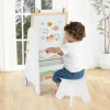 Table Enfant avec Chaise, 4 en 1 Amovible et Hauteur Réglable,avec Plateau Magnétique, Rouleau de Papier, Bibliothèque,pour 3+ Ans