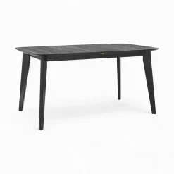 Table et chaises 4 personnes en velours et bois noir - Oman