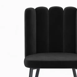 Table et chaises 4 personnes en velours et bois noir - Oman