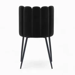 Table et chaises 4 personnes en velours et bois noir - Oman