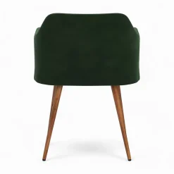 Table et chaises 4 personnes en velours vert et bois - Liwa
