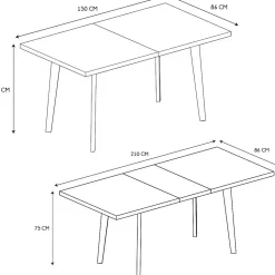 Table extensible plateau en bois 6 à 8 personnes Forest