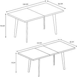 Table extensible plateau en bois 6 à 8 personnes Forest