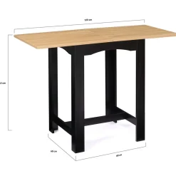 Table haute de bar extensible DONA 2 à 4 personnes noire plateau façon hêtre 60-120 cm