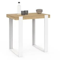 Table haute de bar PHOENIX bois et blanc 90 cm