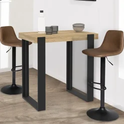 Table haute de bar PHOENIX bois et noir 90 cm