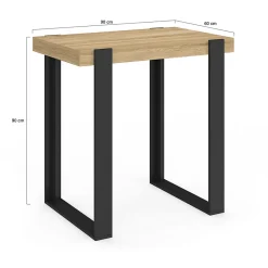 Table haute de bar PHOENIX bois et noir 90 cm