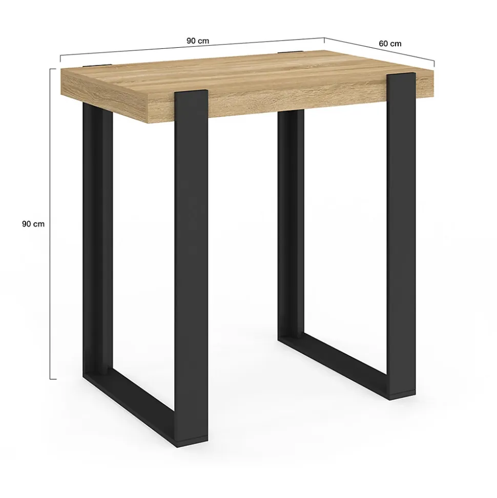 Table haute de bar PHOENIX bois et noir 90 cm